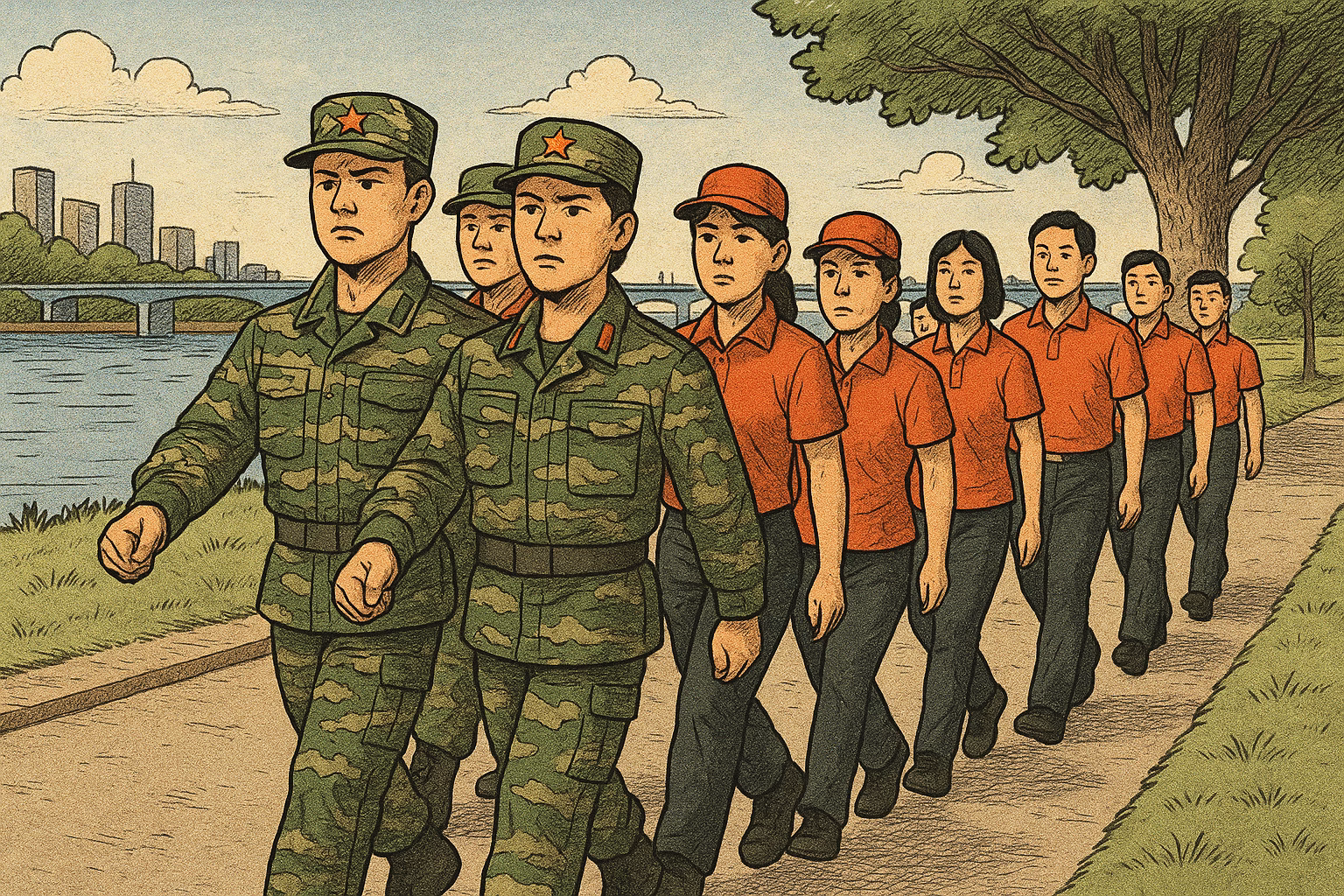 한강공원서 군복 입고 행진한 중국인 단체…시민들 “선 넘었다” 논란 확산